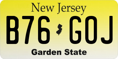 NJ license plate B76GOJ