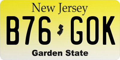 NJ license plate B76GOK