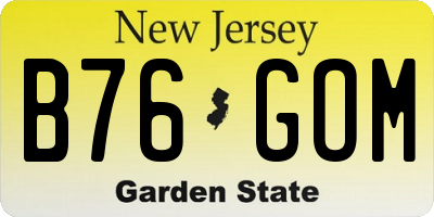 NJ license plate B76GOM