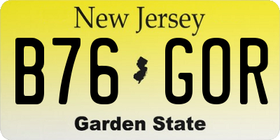 NJ license plate B76GOR