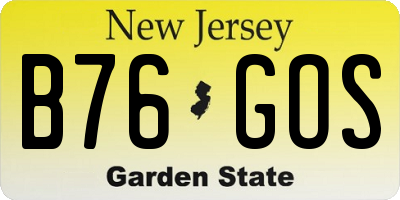 NJ license plate B76GOS