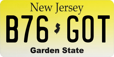 NJ license plate B76GOT