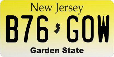 NJ license plate B76GOW
