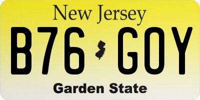 NJ license plate B76GOY