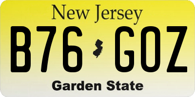 NJ license plate B76GOZ