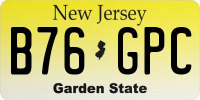 NJ license plate B76GPC