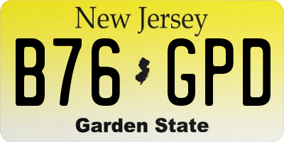 NJ license plate B76GPD