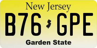 NJ license plate B76GPE