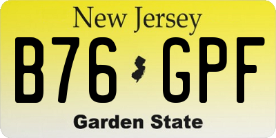 NJ license plate B76GPF