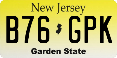 NJ license plate B76GPK