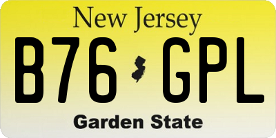 NJ license plate B76GPL