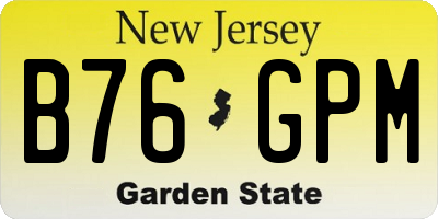 NJ license plate B76GPM
