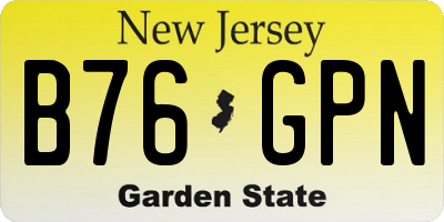NJ license plate B76GPN