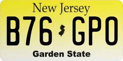 NJ license plate B76GPO