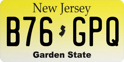 NJ license plate B76GPQ