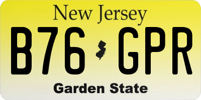 NJ license plate B76GPR
