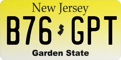 NJ license plate B76GPT