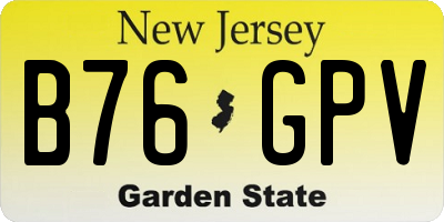 NJ license plate B76GPV