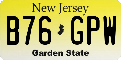 NJ license plate B76GPW