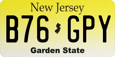 NJ license plate B76GPY