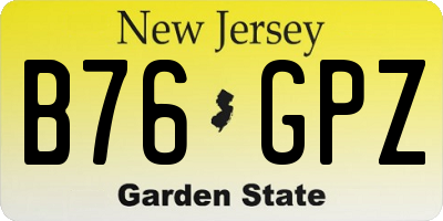 NJ license plate B76GPZ