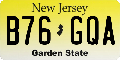 NJ license plate B76GQA
