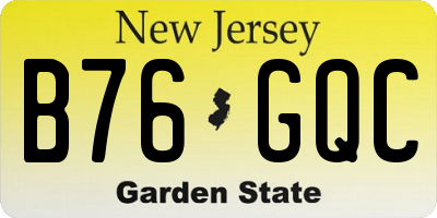 NJ license plate B76GQC