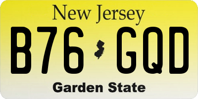 NJ license plate B76GQD