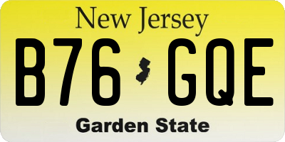 NJ license plate B76GQE