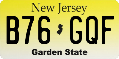 NJ license plate B76GQF
