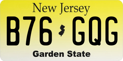 NJ license plate B76GQG