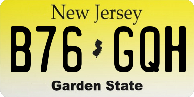 NJ license plate B76GQH