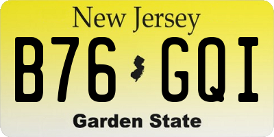 NJ license plate B76GQI
