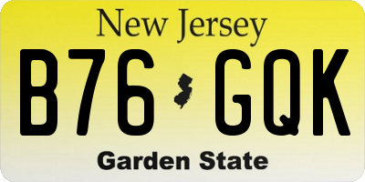 NJ license plate B76GQK