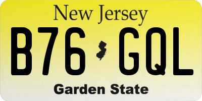 NJ license plate B76GQL
