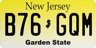 NJ license plate B76GQM