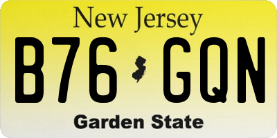 NJ license plate B76GQN