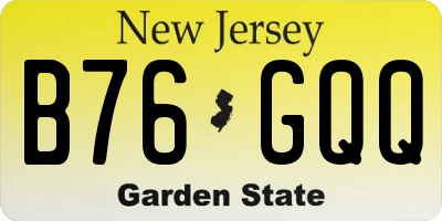 NJ license plate B76GQQ