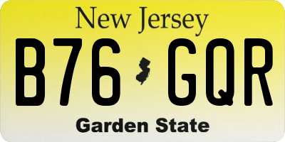 NJ license plate B76GQR