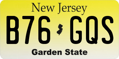 NJ license plate B76GQS
