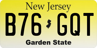 NJ license plate B76GQT