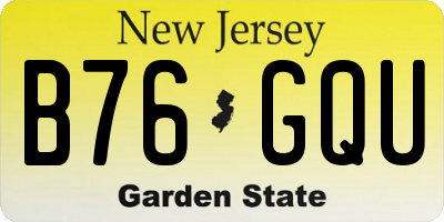 NJ license plate B76GQU