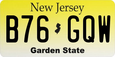NJ license plate B76GQW
