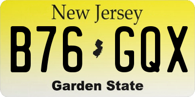 NJ license plate B76GQX