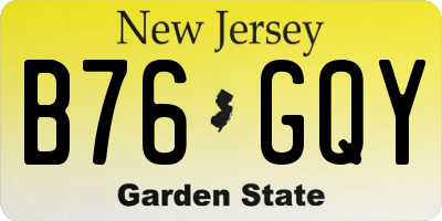 NJ license plate B76GQY