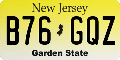 NJ license plate B76GQZ