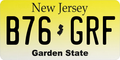 NJ license plate B76GRF