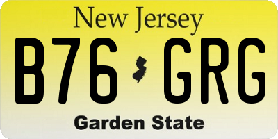 NJ license plate B76GRG