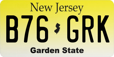 NJ license plate B76GRK