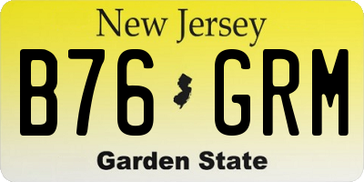 NJ license plate B76GRM